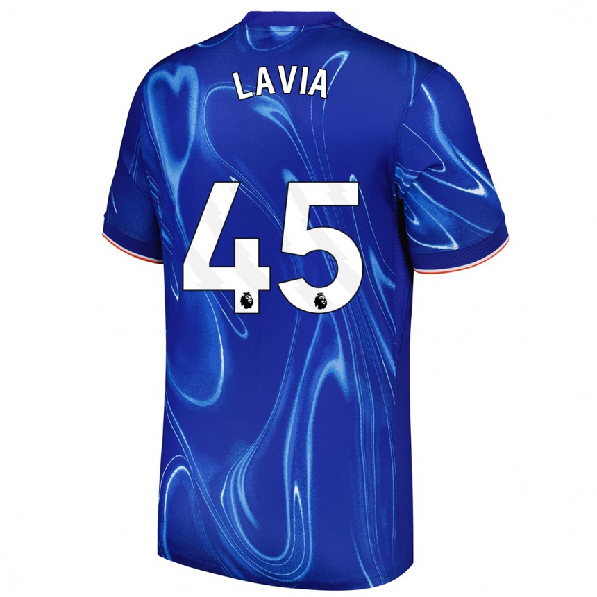 Niño Fútbol Camiseta Roméo Lavia #45 Azul Blanco 1ª Equipación 2024/25