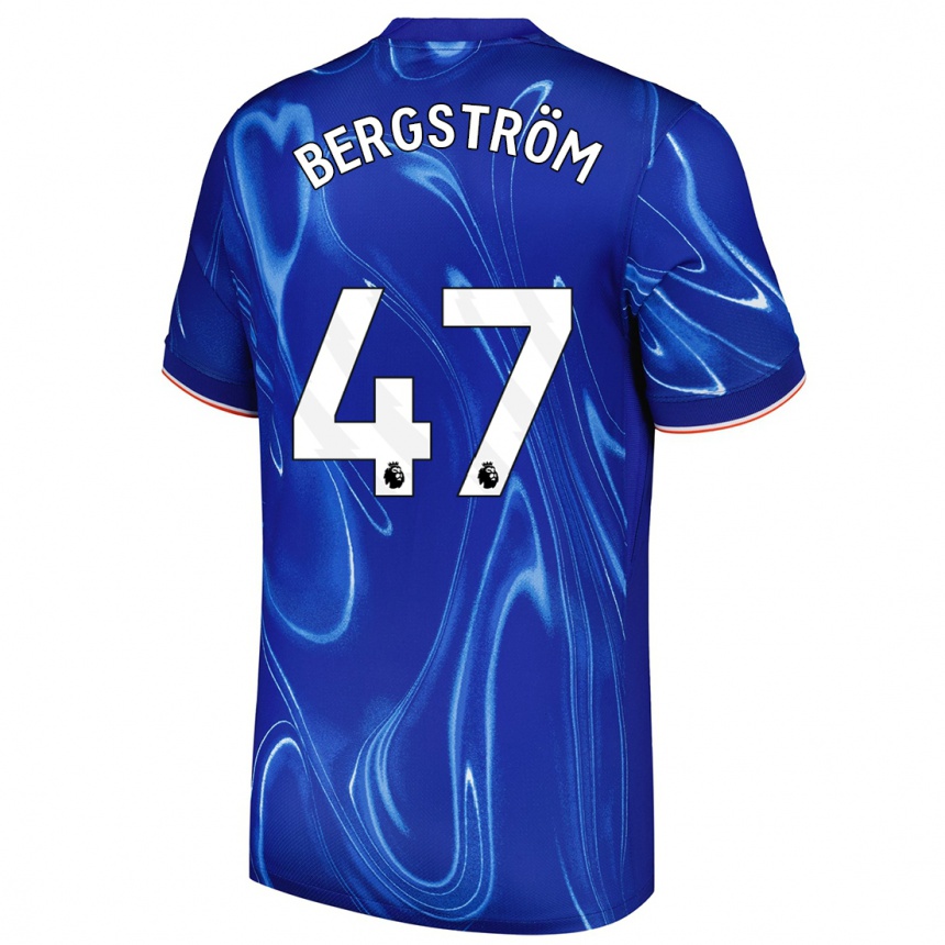 Niño Fútbol Camiseta Lucas Bergström #47 Azul Blanco 1ª Equipación 2024/25