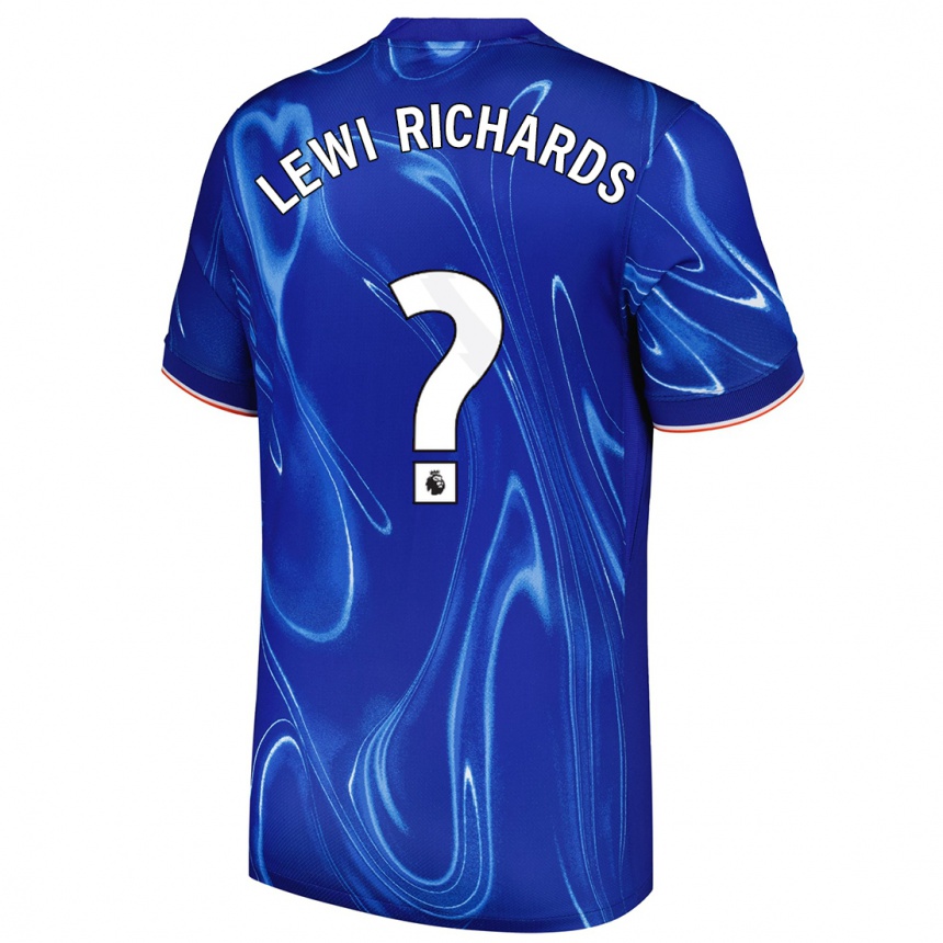 Niño Fútbol Camiseta Lewi Richards #0 Azul Blanco 1ª Equipación 2024/25