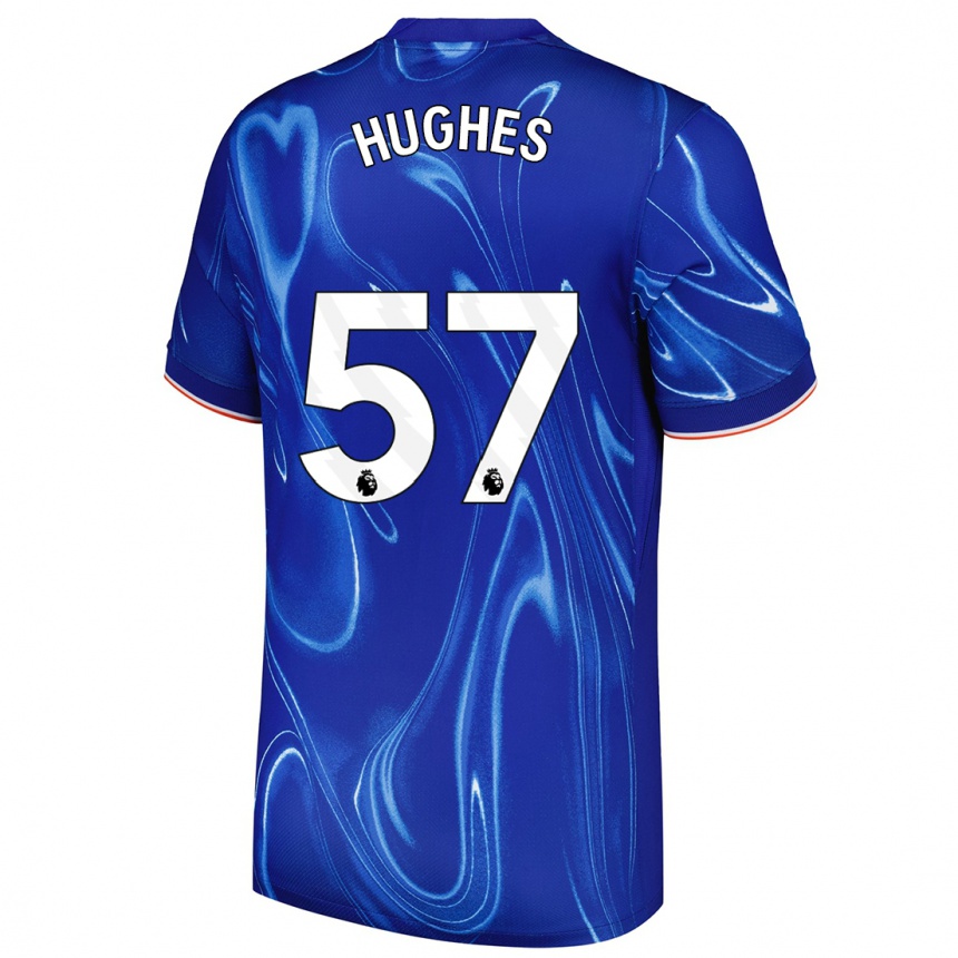 Niño Fútbol Camiseta Brodi Hughes #57 Azul Blanco 1ª Equipación 2024/25