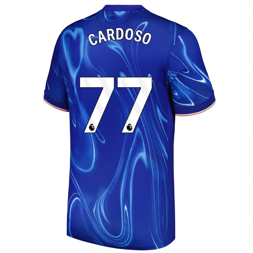 Niño Fútbol Camiseta Leo Cardoso #77 Azul Blanco 1ª Equipación 2024/25