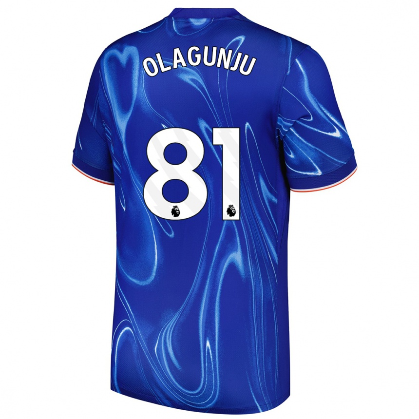 Niño Fútbol Camiseta Saheed Olagunju #81 Azul Blanco 1ª Equipación 2024/25