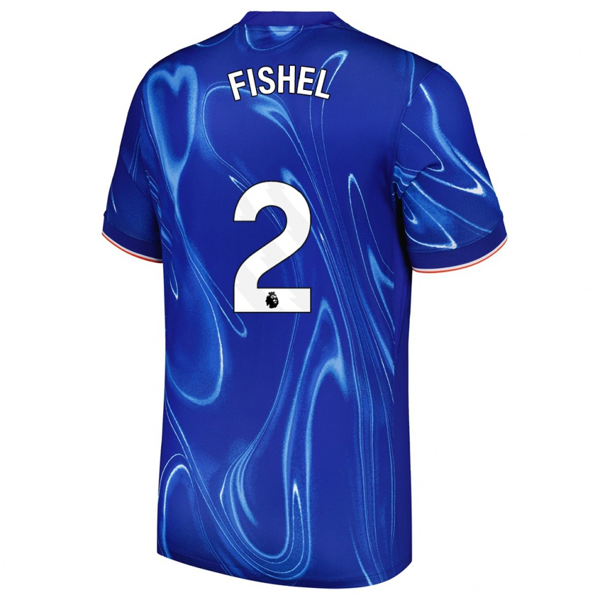 Niño Fútbol Camiseta Mia Fishel #2 Azul Blanco 1ª Equipación 2024/25