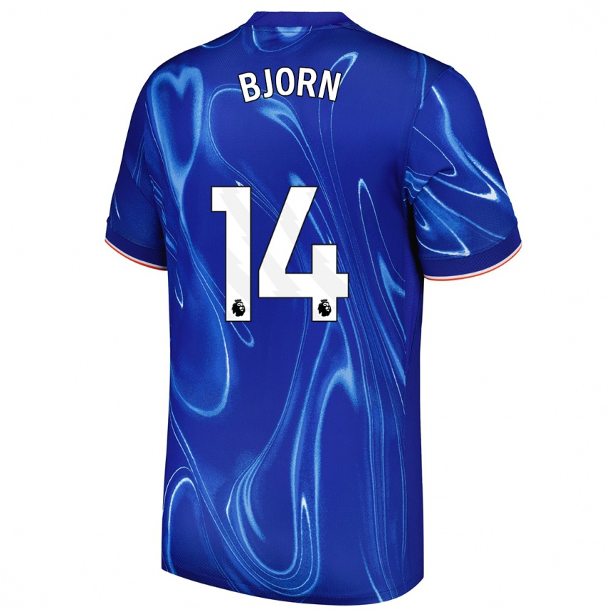 Niño Fútbol Camiseta Nathalie Björn #14 Azul Blanco 1ª Equipación 2024/25