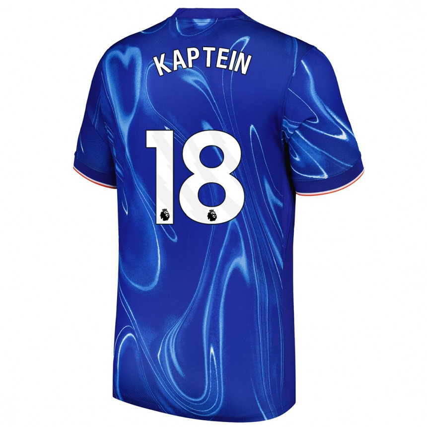 Niño Fútbol Camiseta Wieke Kaptein #18 Azul Blanco 1ª Equipación 2024/25