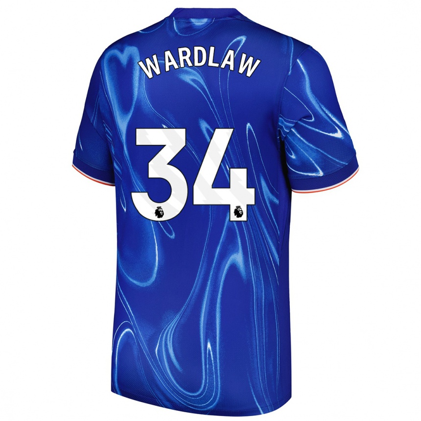 Niño Fútbol Camiseta Charlotte Wardlaw #34 Azul Blanco 1ª Equipación 2024/25