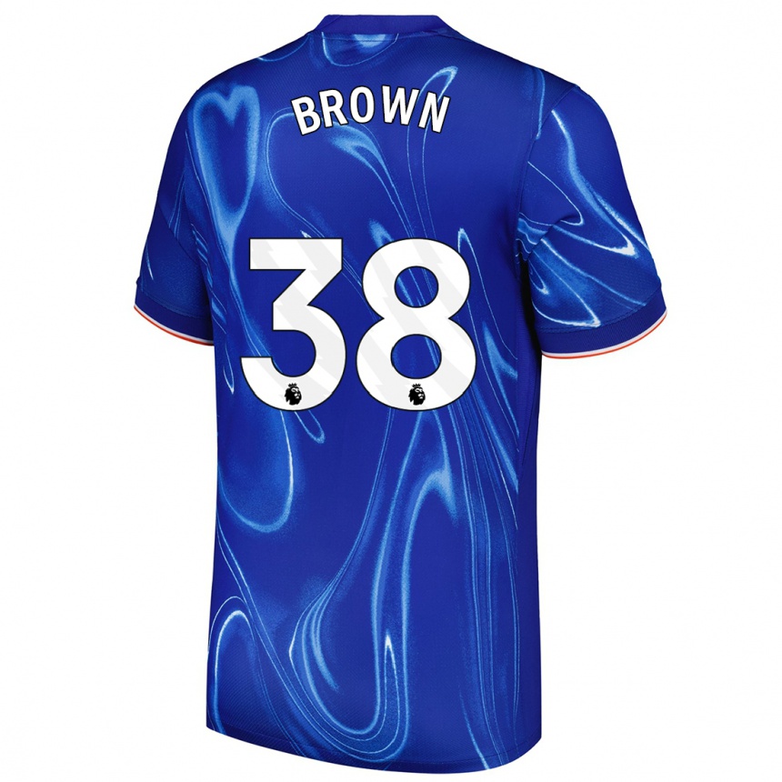 Niño Fútbol Camiseta Cerys Brown #38 Azul Blanco 1ª Equipación 2024/25