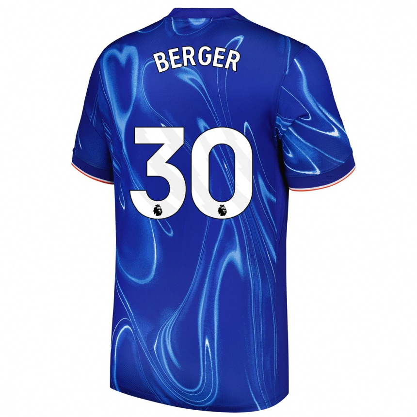 Niño Fútbol Camiseta Ann-Katrin Berger #30 Azul Blanco 1ª Equipación 2024/25