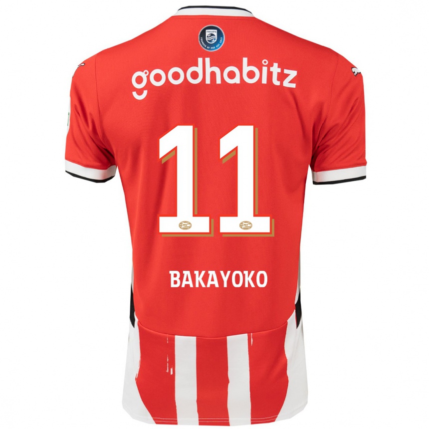 Niño Fútbol Camiseta Johan Bakayoko #11 Rojo Blanco 1ª Equipación 2024/25