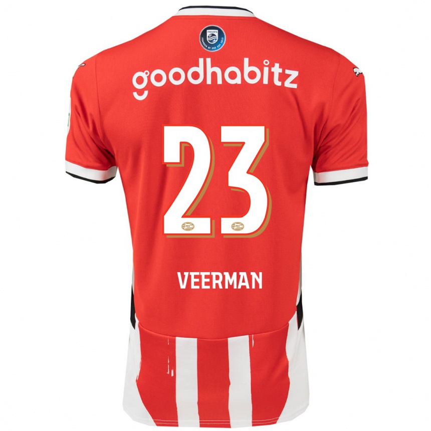 Niño Fútbol Camiseta Joey Veerman #23 Rojo Blanco 1ª Equipación 2024/25