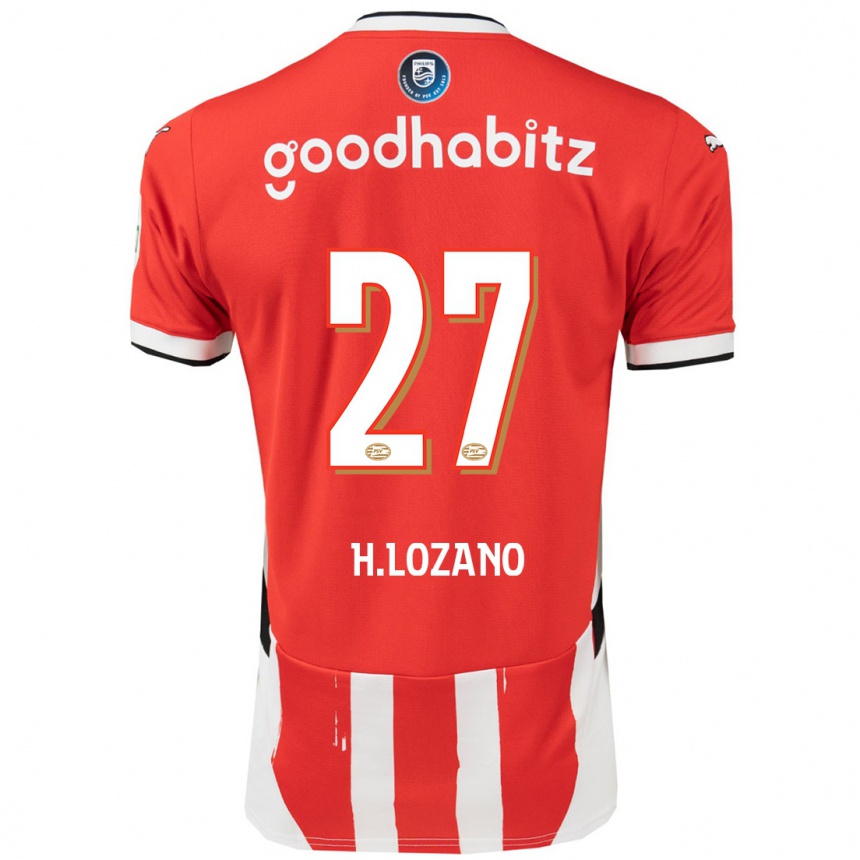 Niño Fútbol Camiseta Hirving Lozano #27 Rojo Blanco 1ª Equipación 2024/25