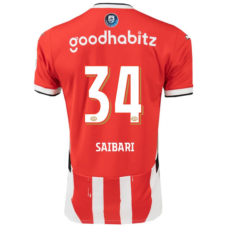 Niño Fútbol Camiseta Ismael Saibari #34 Rojo Blanco 1ª Equipación 2024/25