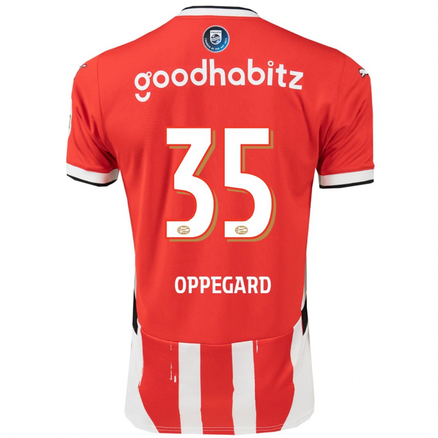 Niño Fútbol Camiseta Fredrik Oppegard #35 Rojo Blanco 1ª Equipación 2024/25