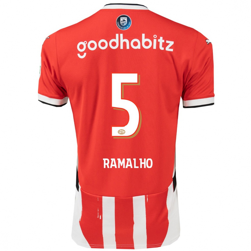 Niño Fútbol Camiseta André Ramalho #5 Rojo Blanco 1ª Equipación 2024/25