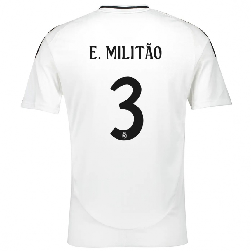 Niño Fútbol Camiseta Eder Militao #3 Blanco 1ª Equipación 2024/25