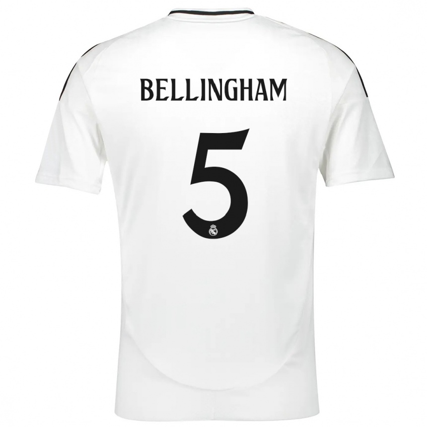 Niño Fútbol Camiseta Jude Bellingham #5 Blanco 1ª Equipación 2024/25