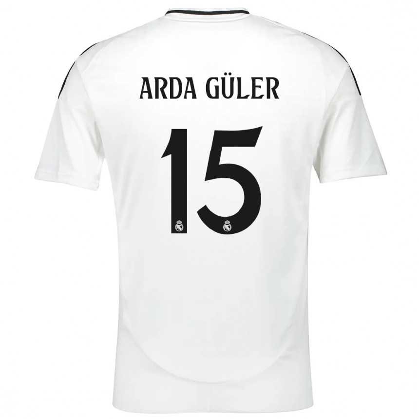 Niño Fútbol Camiseta Arda Güler #15 Blanco 1ª Equipación 2024/25