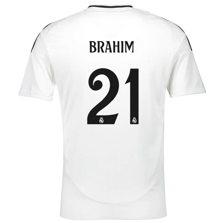 Niño Fútbol Camiseta Brahim Diaz #21 Blanco 1ª Equipación 2024/25