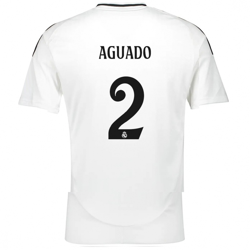 Niño Fútbol Camiseta Lorenzo Aguado #2 Blanco 1ª Equipación 2024/25