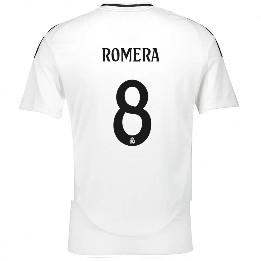 Niño Fútbol Camiseta Miguel Romera #8 Blanco 1ª Equipación 2024/25