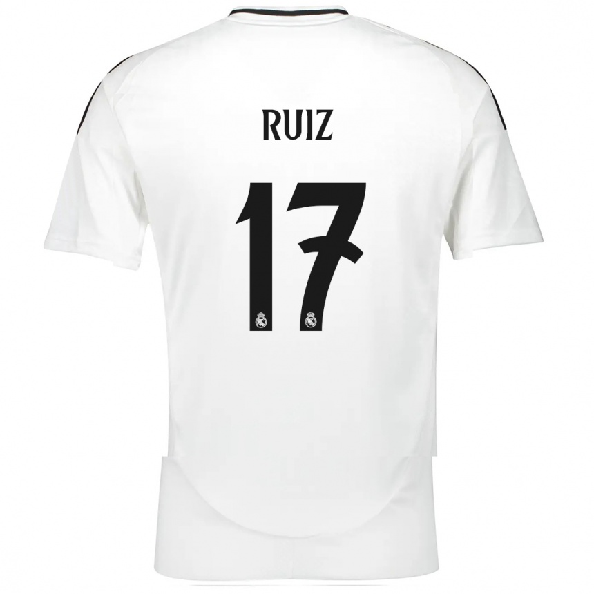 Niño Fútbol Camiseta David Ruiz #17 Blanco 1ª Equipación 2024/25