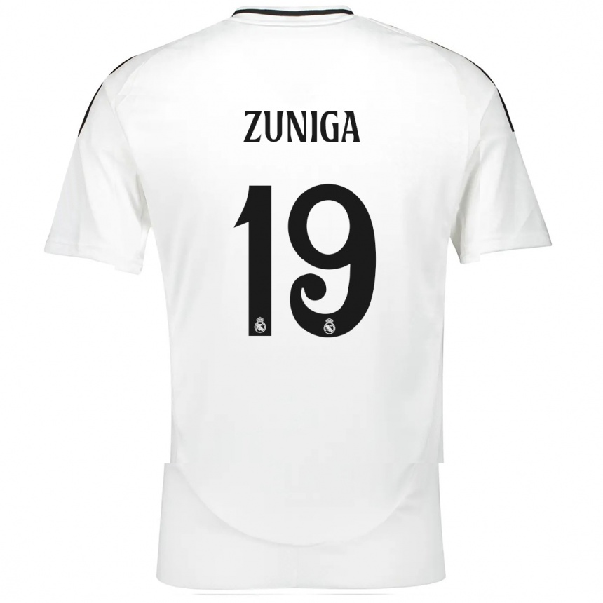 Niño Fútbol Camiseta Loren Zúñiga #19 Blanco 1ª Equipación 2024/25