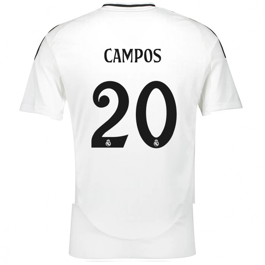 Niño Fútbol Camiseta Andrés Campos #20 Blanco 1ª Equipación 2024/25