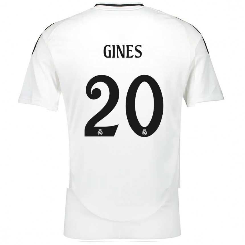 Niño Fútbol Camiseta Alvaro Gines #20 Blanco 1ª Equipación 2024/25