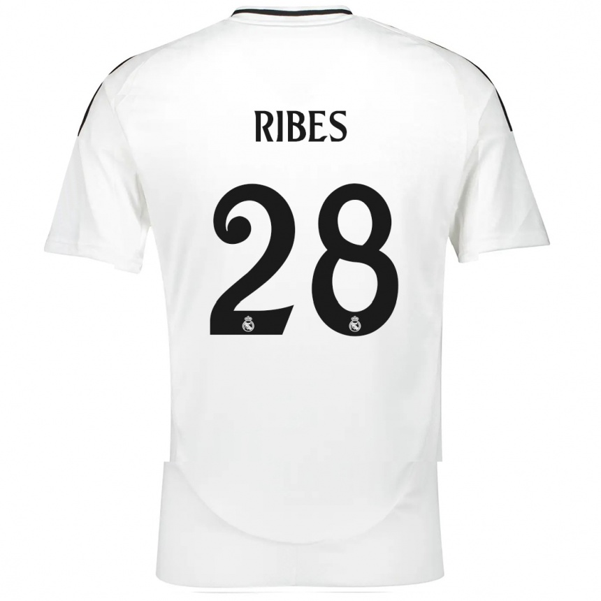 Niño Fútbol Camiseta Kike Ribes #28 Blanco 1ª Equipación 2024/25