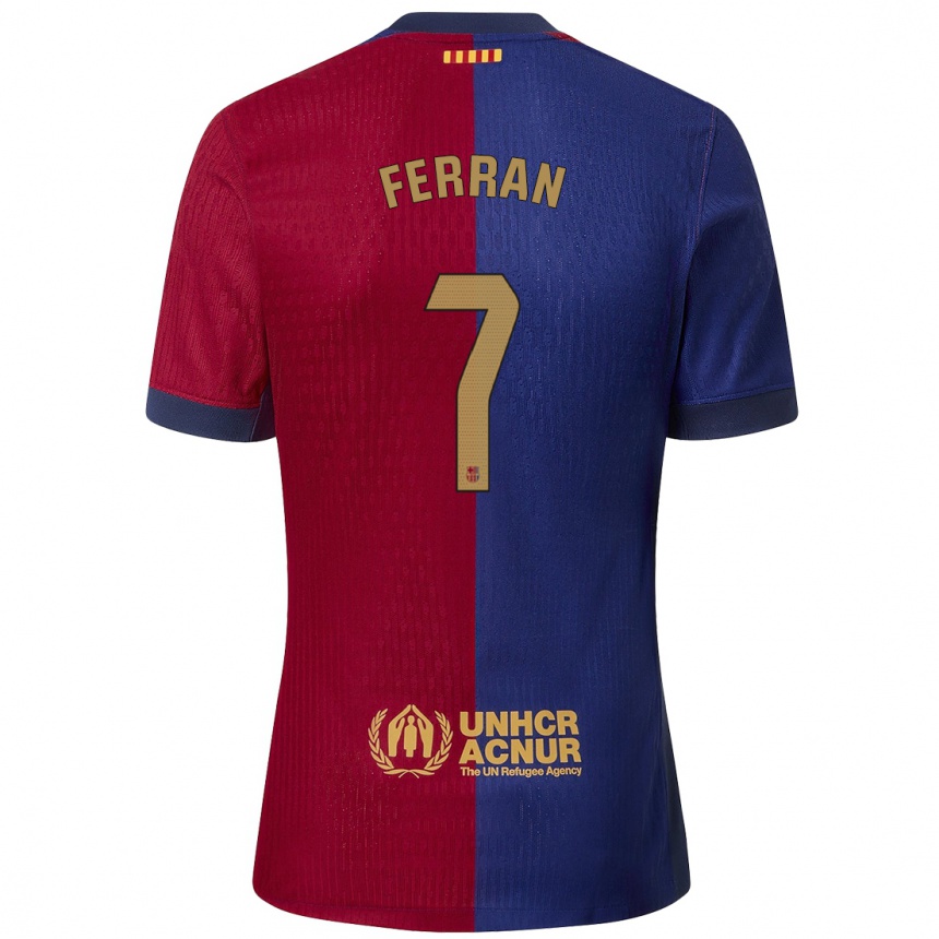 Niño Fútbol Camiseta Ferran Torres #7 Azul Rojo 1ª Equipación 2024/25