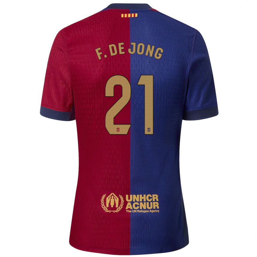 Niño Fútbol Camiseta Frenkie De Jong #21 Azul Rojo 1ª Equipación 2024/25