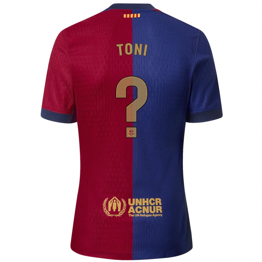 Niño Fútbol Camiseta Toni Fernández #0 Azul Rojo 1ª Equipación 2024/25