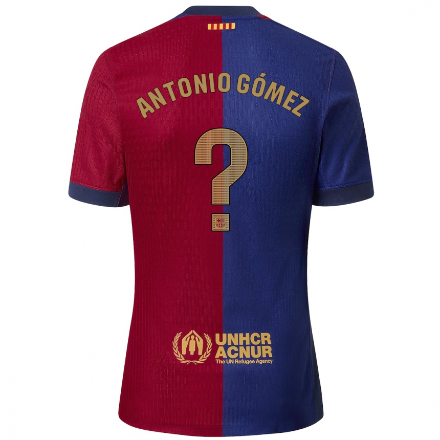 Niño Fútbol Camiseta Antonio Gómez #0 Azul Rojo 1ª Equipación 2024/25