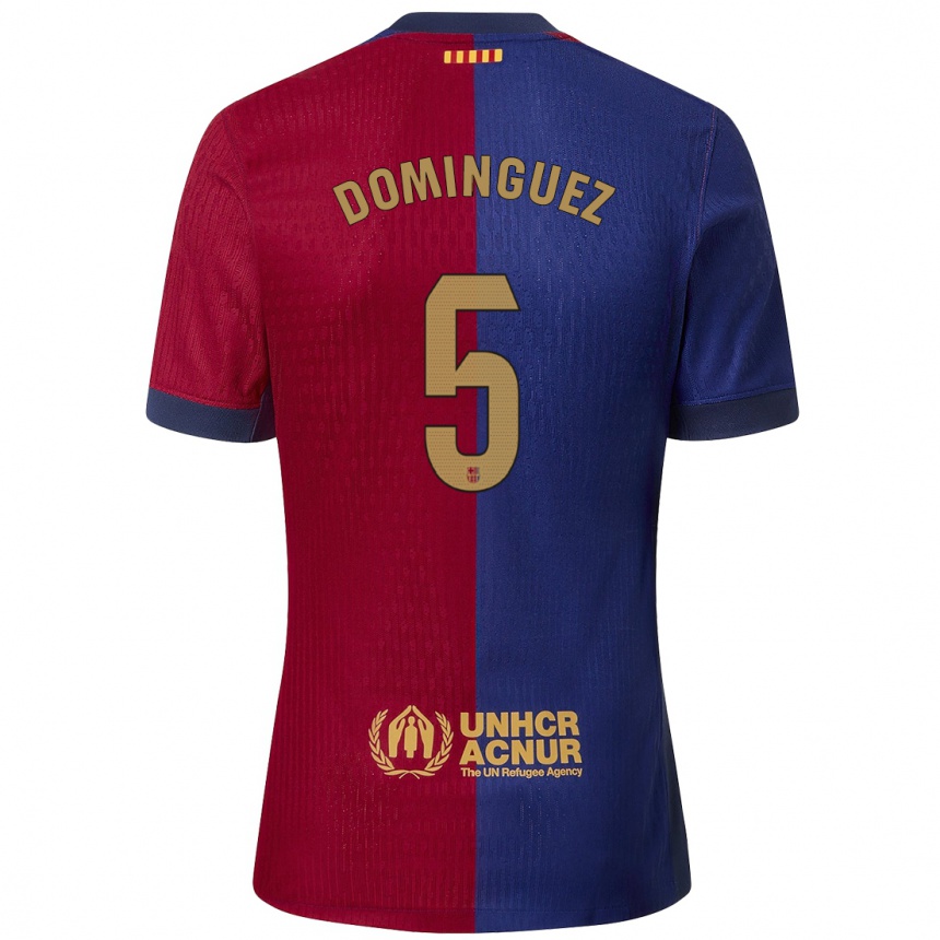 Niño Fútbol Camiseta Sergi Dominguez #5 Azul Rojo 1ª Equipación 2024/25