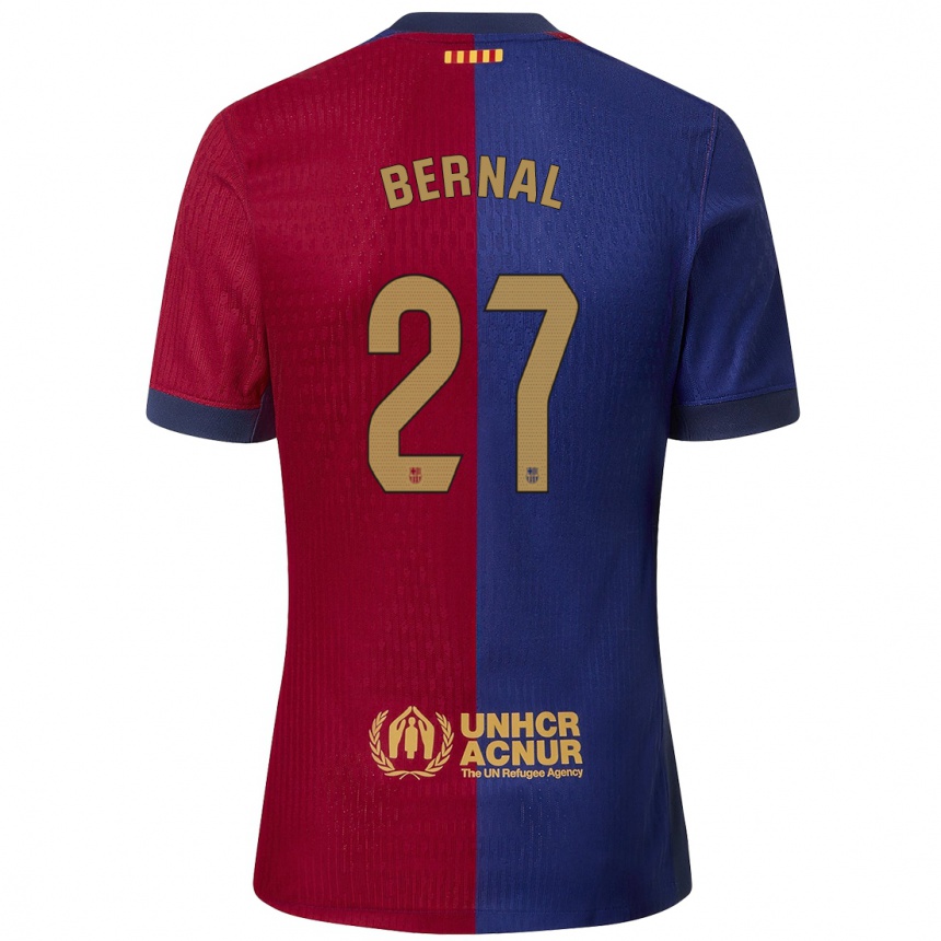 Niño Fútbol Camiseta Marc Bernal #27 Azul Rojo 1ª Equipación 2024/25