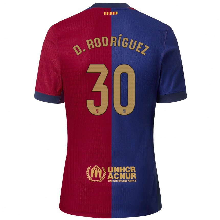 Niño Fútbol Camiseta Dani Rodríguez #30 Azul Rojo 1ª Equipación 2024/25