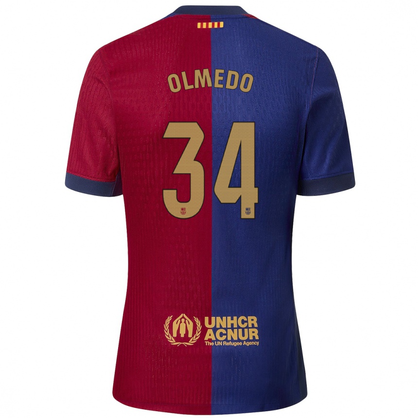 Niño Fútbol Camiseta Alexis Olmedo #34 Azul Rojo 1ª Equipación 2024/25