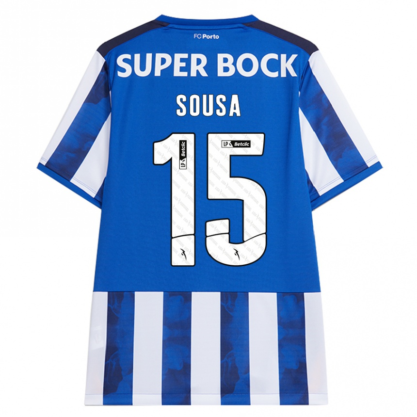 Niño Fútbol Camiseta Vasco Sousa #15 Azul Blanco 1ª Equipación 2024/25