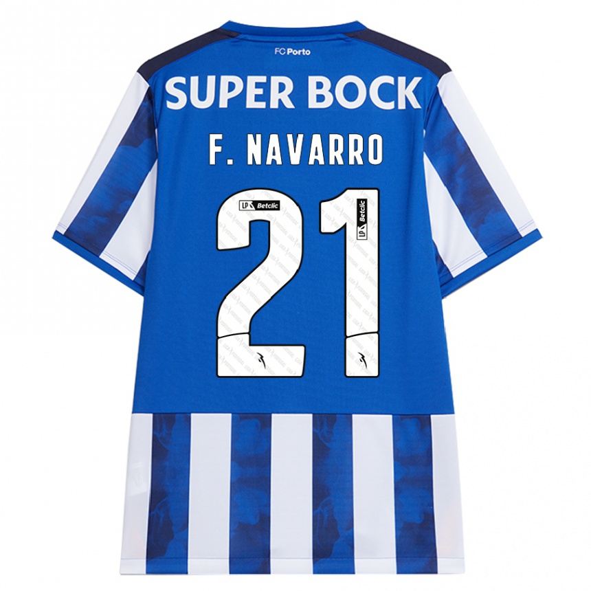 Niño Fútbol Camiseta Fran Navarro #21 Azul Blanco 1ª Equipación 2024/25