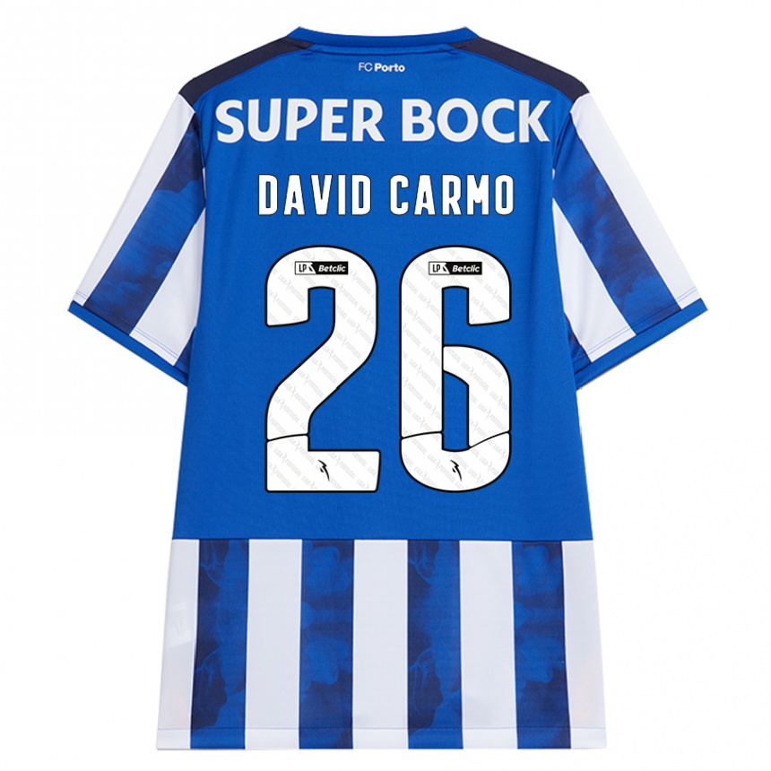 Niño Fútbol Camiseta David Carmo #26 Azul Blanco 1ª Equipación 2024/25