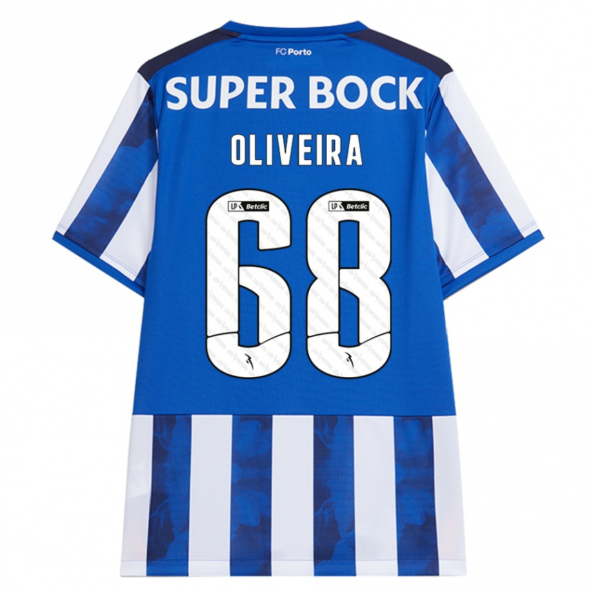 Niño Fútbol Camiseta André Oliveira #68 Azul Blanco 1ª Equipación 2024/25