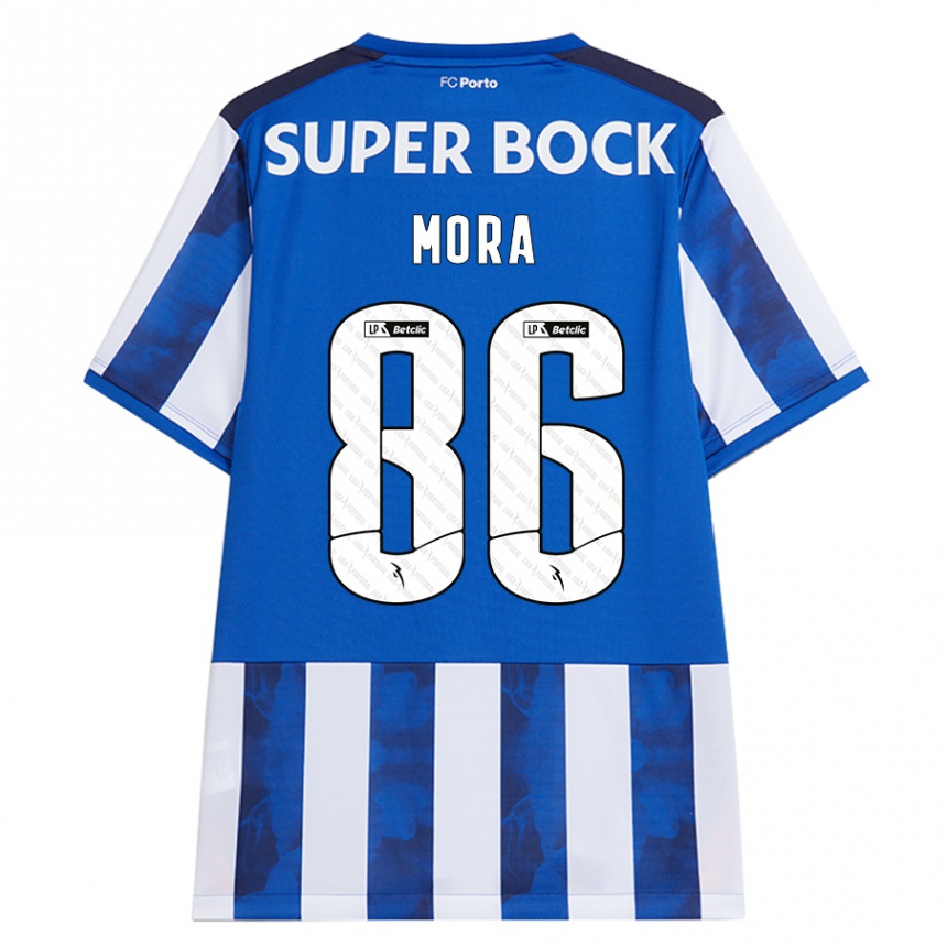 Niño Fútbol Camiseta Rodrigo Mora #86 Azul Blanco 1ª Equipación 2024/25