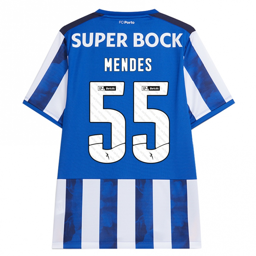 Niño Fútbol Camiseta João Mendes #55 Azul Blanco 1ª Equipación 2024/25