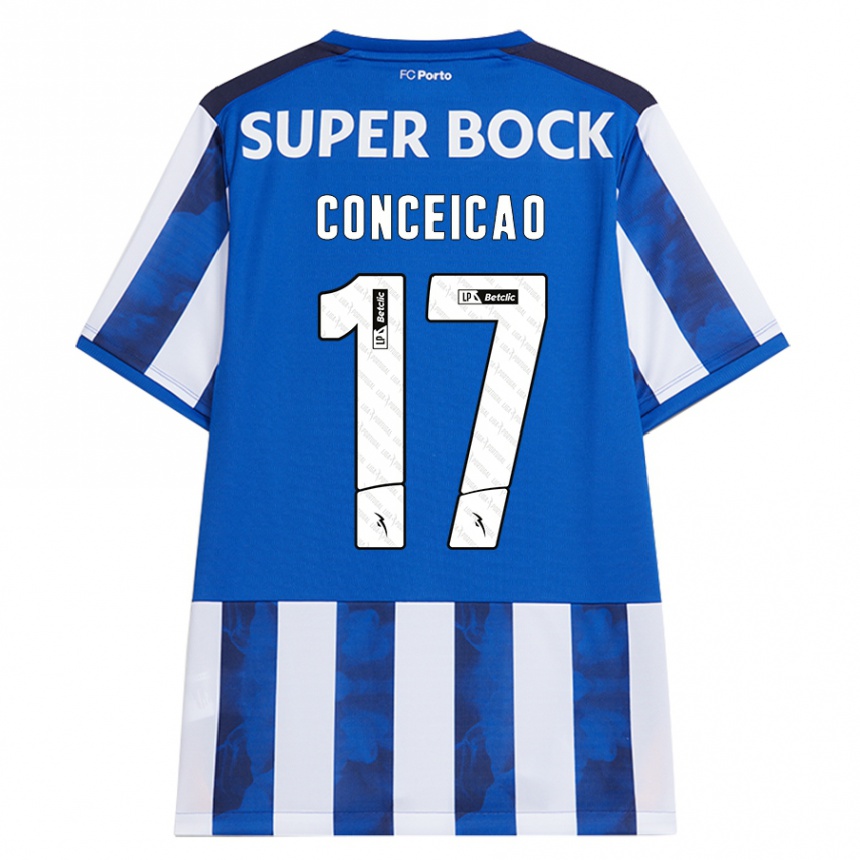 Niño Fútbol Camiseta Rodrigo Conceicao #17 Azul Blanco 1ª Equipación 2024/25