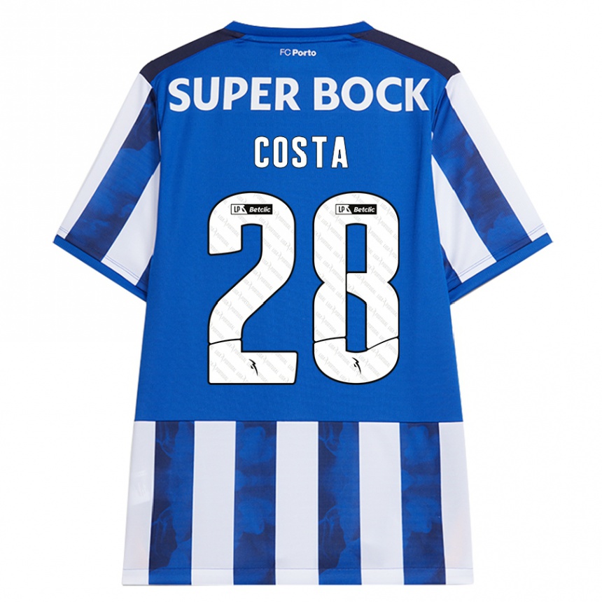 Niño Fútbol Camiseta Bruno Costa #28 Azul Blanco 1ª Equipación 2024/25