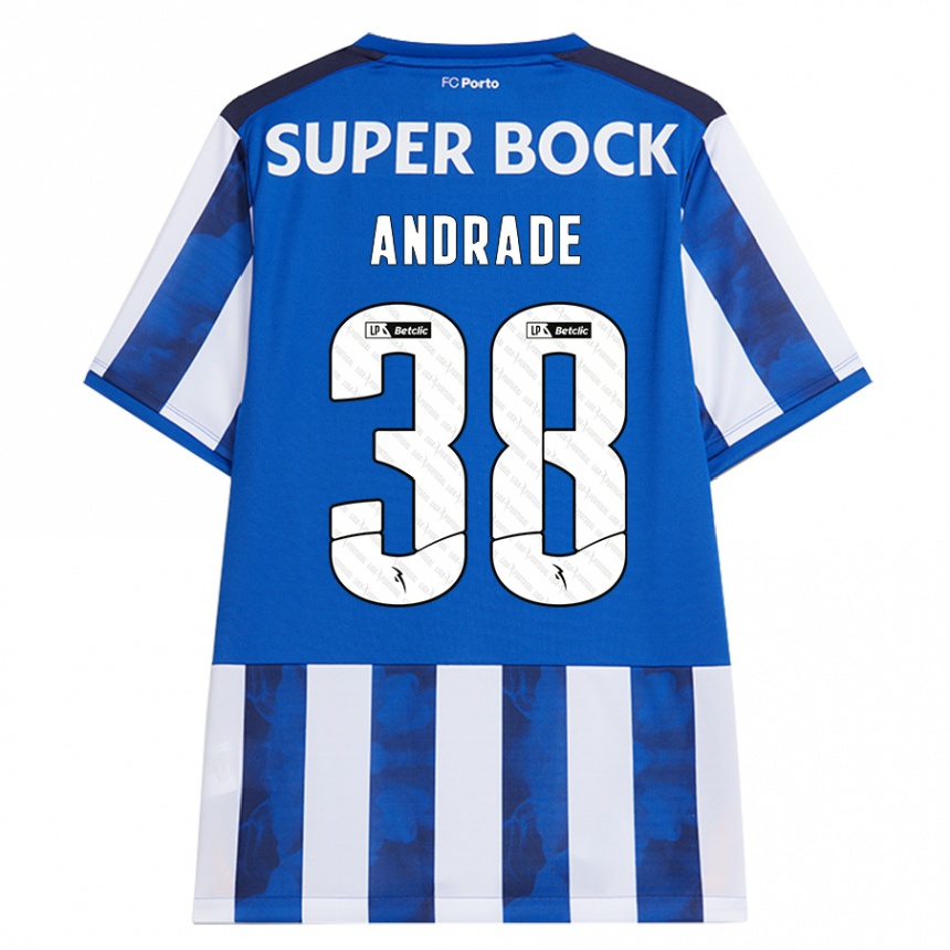 Niño Fútbol Camiseta Fernando Andrade #38 Azul Blanco 1ª Equipación 2024/25