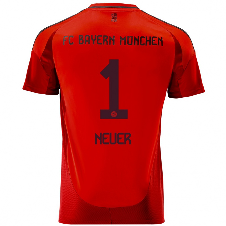 Niño Fútbol Camiseta Manuel Neuer #1 Rojo 1ª Equipación 2024/25