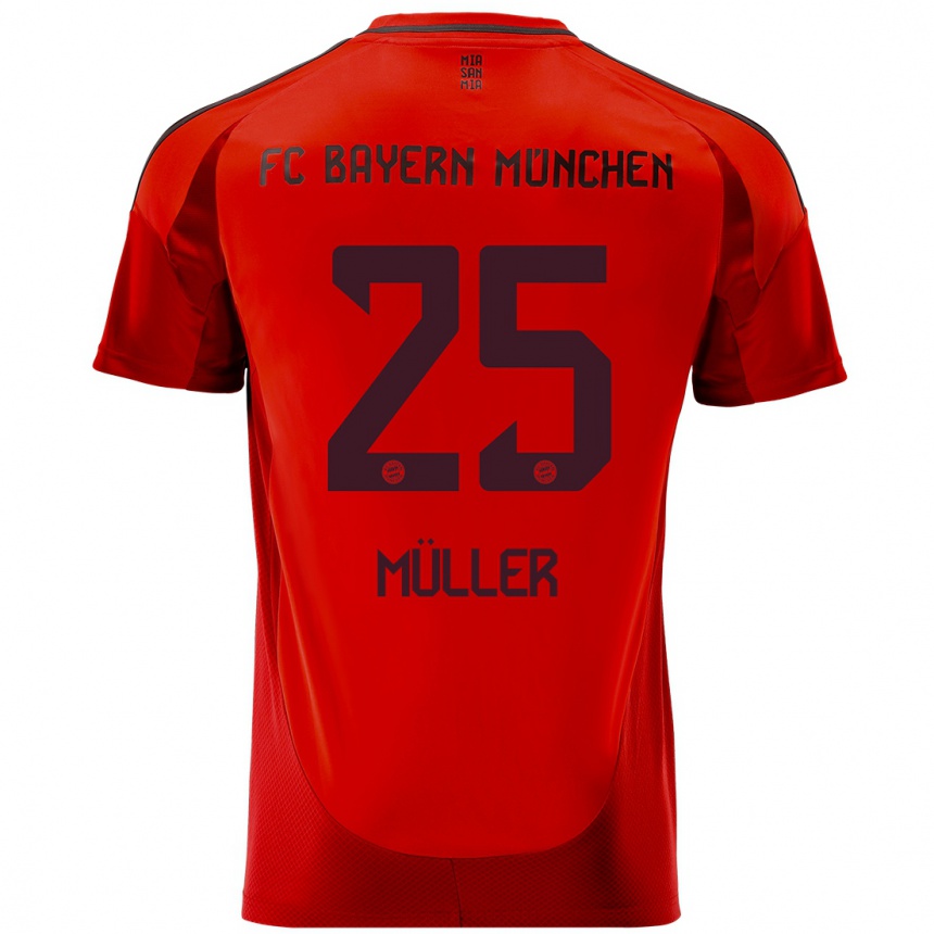 Niño Fútbol Camiseta Thomas Muller #25 Rojo 1ª Equipación 2024/25