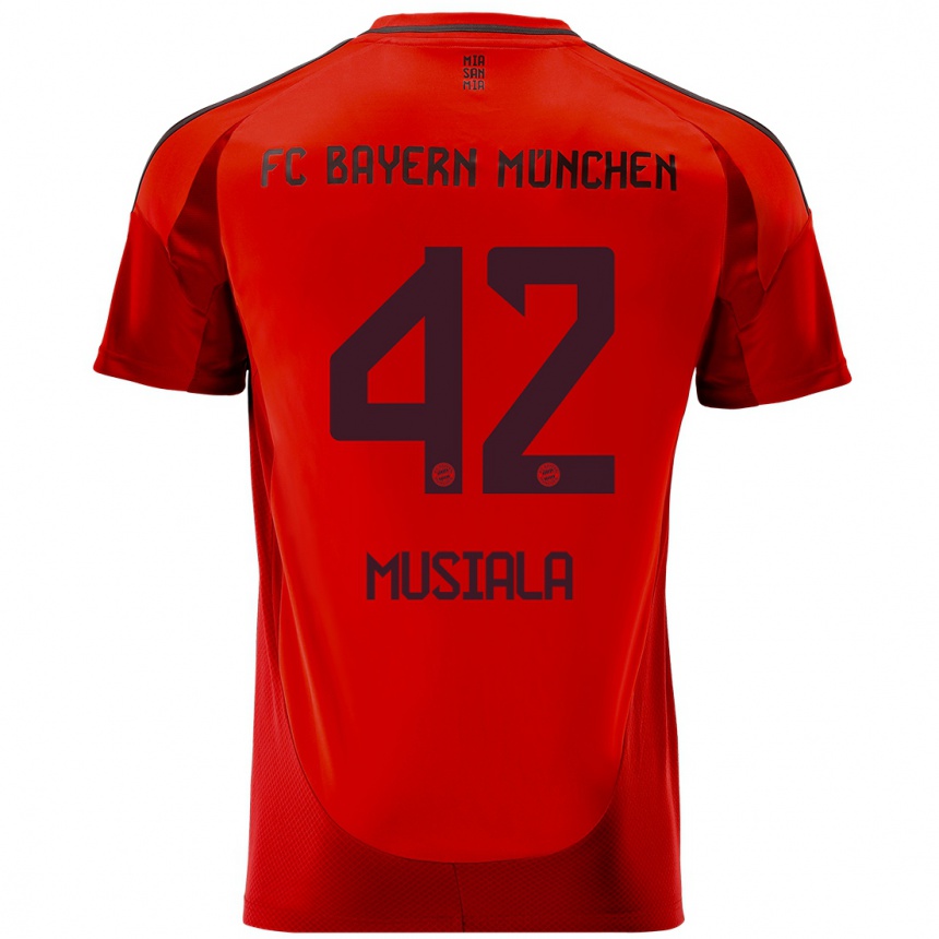 Niño Fútbol Camiseta Jamal Musiala #42 Rojo 1ª Equipación 2024/25