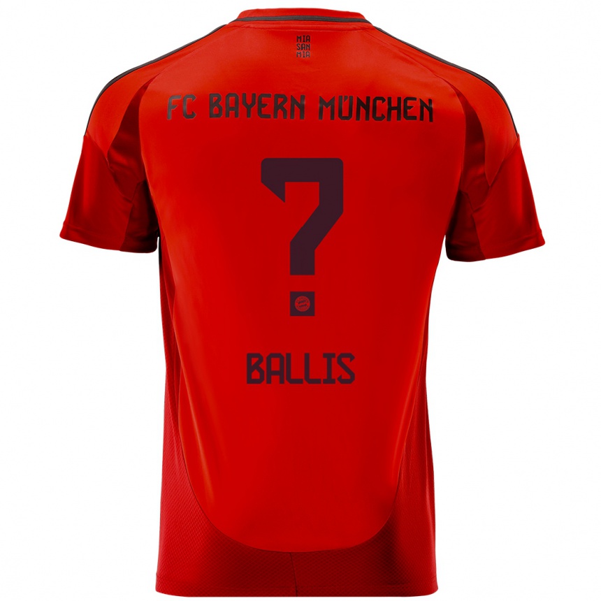 Niño Fútbol Camiseta Benjamin Ballis #0 Rojo 1ª Equipación 2024/25